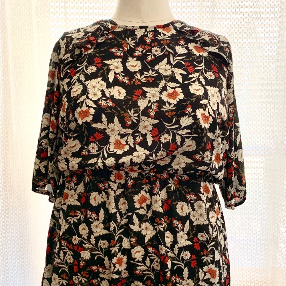 Simply Be autumn floral frill detail dress